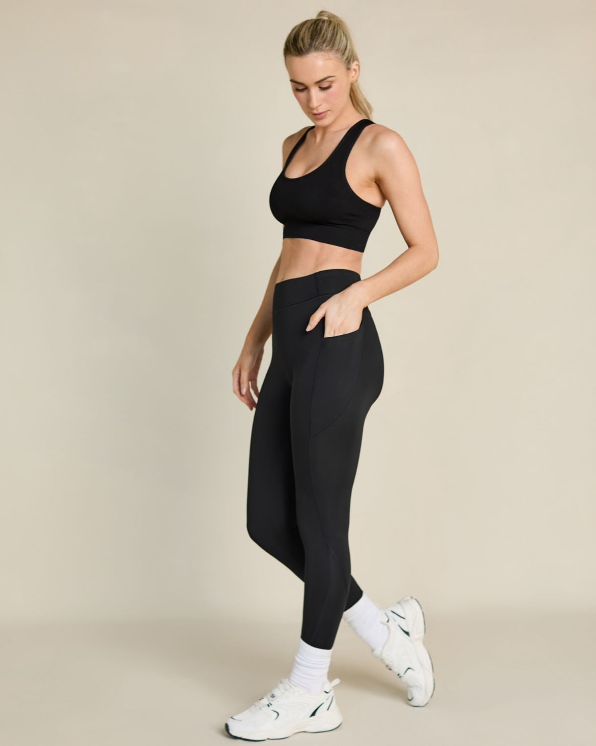 High Waisted Stretch Black Joggers